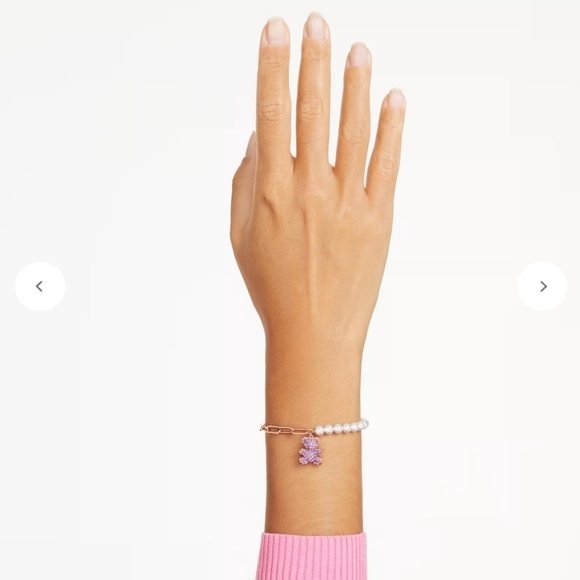 🔹️SWAROVSKI -🔹️ Crystal pearl pink Teddy Bear Bracelet ✨️🧸 - Picture 2 of 5